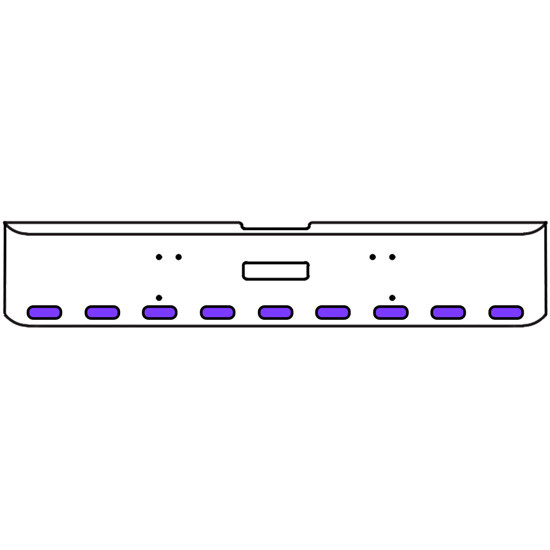 20 Inch Chrome Texas Rolled End Bumper Kit With Center Tow Hole And 9 Oval Amber-Purple Dual Revolution Lights For Freightliner Classic 120, 132 Xl 2008- 2010