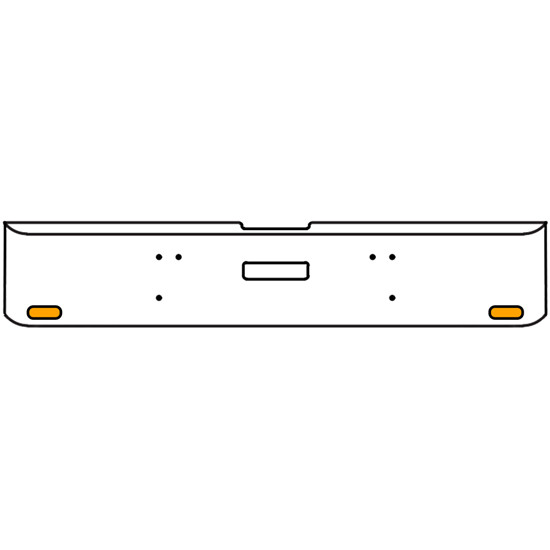 22 Inch Chrome Texas Rolled End Bumper Kit With Center Tow Hole And 2 Oval Amber-Clear Mirage Lights With Visors For Freightliner Classic 120, Xl 132 1990 - 2010