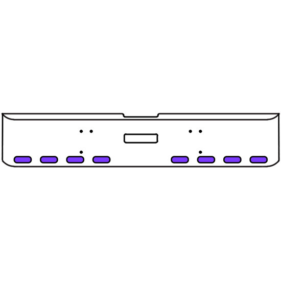 22 Inch Chrome Texas Rolled End Bumper Kit With Center Tow Hole And 8 Oval Amber-Purple Dual Revolution Lights With Visors For Freightliner Classic 120, Xl 132 1990 - 2010