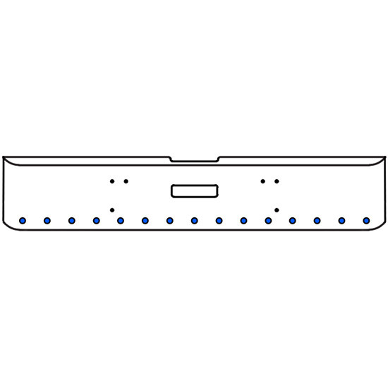 22 Inch Chrome Texas Rolled End Bumper Kit With Center Tow Hole And 15 Round 2 Inch Amber-Blue Dual Revolution Lights With Visors For Freightliner Classic 120, Xl 132 1990 - 2010