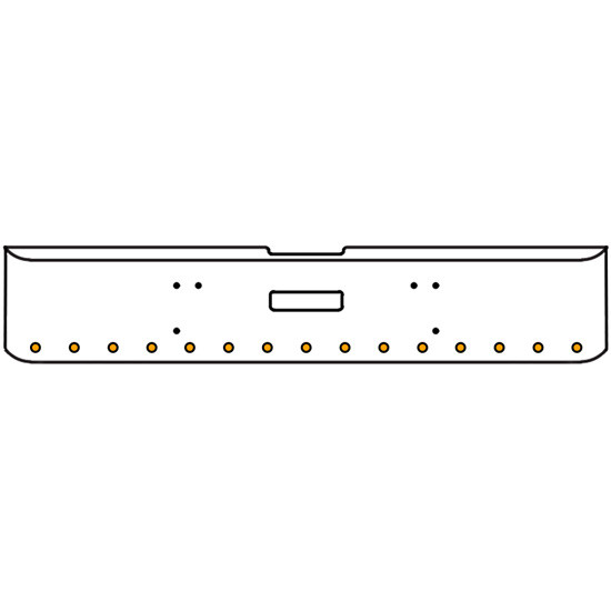 22 Inch Chrome Texas Rolled End Bumper Kit With Center Tow Hole And 15 Round 2 Inch Amber-Clear Mirage Lights With Visors For Freightliner Classic 120, Xl 132 1990 - 2010