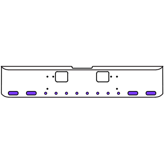 18 Inch Chrome Texas Rolled End Bumper Kit With Hook Holes And 4 Oval-8 Round 2 Inch Amber-Purple Dual Revolution Lights For Freightliner Classic 120, 132 Xl 2008- 2010