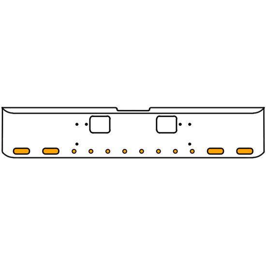 18 Inch Chrome Texas Rolled End Bumper Kit With Hook Holes And 4 Oval-8 Round 2 Inch Amber Mirage Lights With Visors For Freightliner Classic 120, 132 Xl 2008- 2010