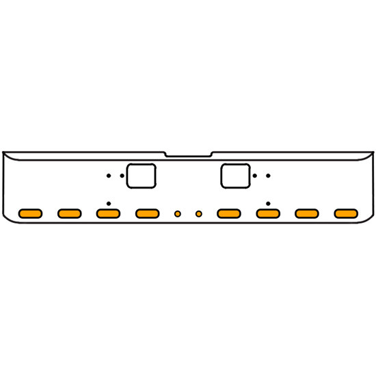 18 Inch Chrome Texas Rolled End Bumper Kit With Hook Holes And 8 Oval-2 Round 2 Inch Amber-Clear Mirage Lights For Freightliner Classic 120, 132 Xl 2008- 2010