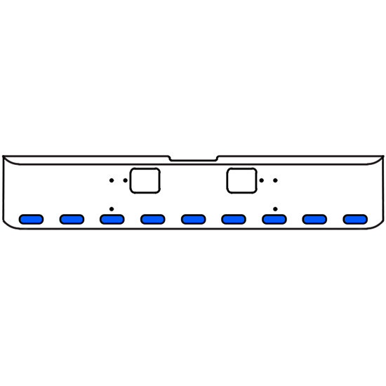 18 Inch Chrome Texas Rolled End Bumper Kit With Hook Holes And 9 Oval Amber-Blue Dual Revolution Lights With Visors For Freightliner Classic 120, 132 Xl 2008- 2010