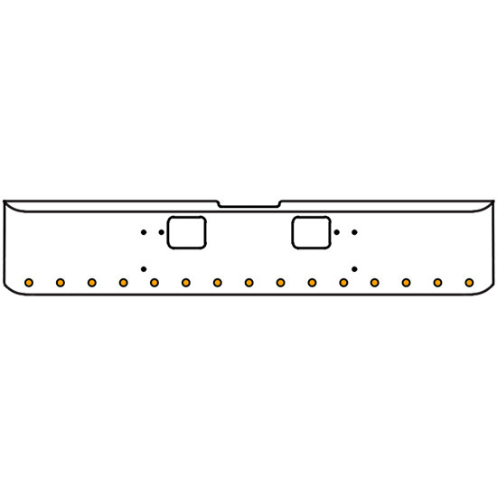 18 Inch Chrome Texas Rolled End Bumper Kit With Hook Holes And 15 Round 2 Inch Amber-Clear Mirage Lights For Freightliner Classic 120, 132 Xl 2008- 2010