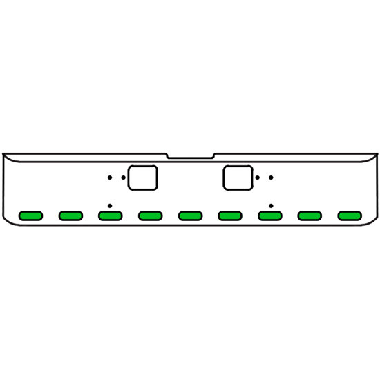 18 Inch Chrome Texas Rolled End Bumper Kit With Hook Holes And 9 Oval Amber-Green Dual Revolution Lights With Visors For Freightliner Classic 120, 132 Xl 2008- 2010