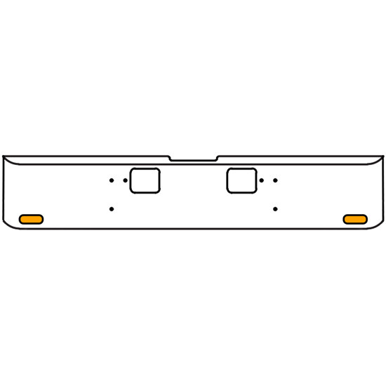 20 Inch Chrome Texas Rolled End Bumper Kit With Hook Holes And 2 Oval Amber Mirage Lights With Visors For Freightliner Classic 120, 132 Xl 2008- 2010