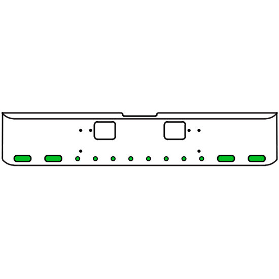 20 Inch Chrome Texas Rolled End Bumper Kit With Hook Holes And 4 Oval-8 Round 2 Inch Amber-Green Dual Revolution Lights With Visors For Freightliner Classic 120, 132 Xl 2008- 2010