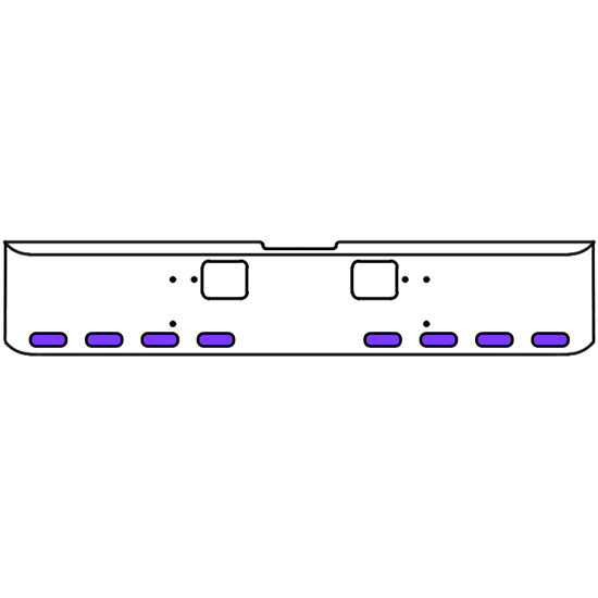 20 Inch Chrome Texas Rolled End Bumper Kit With Hook Holes And 8 Oval Amber-Purple Dual Revolution Lights With Visors For Freightliner Classic 120, 132 Xl 2008- 2010