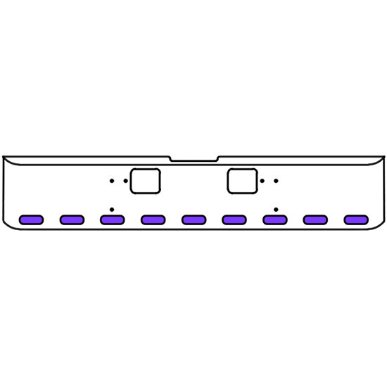 20 Inch Chrome Texas Rolled End Bumper Kit With Hook Holes And 9 Oval Amber-Purple Dual Revolution Lights With Visors For Freightliner Classic 120, 132 Xl 2008- 2010