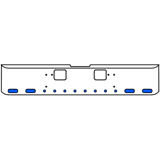 20 Inch Chrome Texas Rolled End Bumper Kit With Hook Holes And 4 Oval-8 Round 2 Inch Amber-Blue Dual Revolution Lights With Visors For Freightliner Classic 120, 132 Xl 2008- 2010