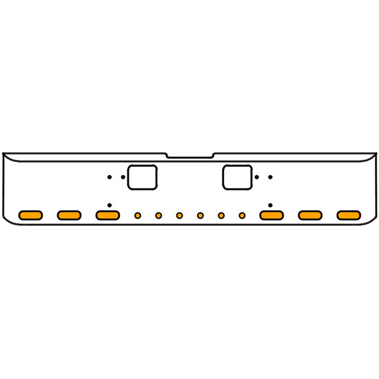 20 Inch Chrome Texas Rolled End Bumper Kit With Hook Holes And 6 Oval-6 Round 2 Inch Amber-Clear Mirage Lights With Visors For Freightliner Classic 120, 132 Xl 2008- 2010