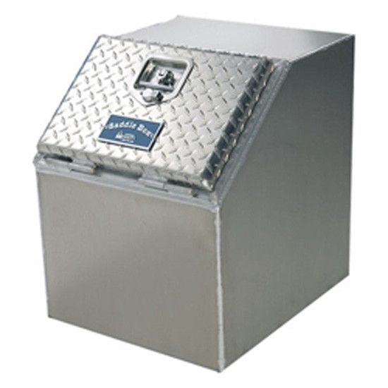 Merritt 18 X 22 X 21 Inch Smooth Aluminum Saddle Box W/ Diamond Plate Door
