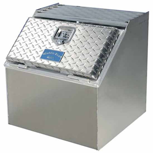 Merritt 24 X 22 X 21 Inch Smooth Aluminum Saddle Box W/ Diamond Plate Door