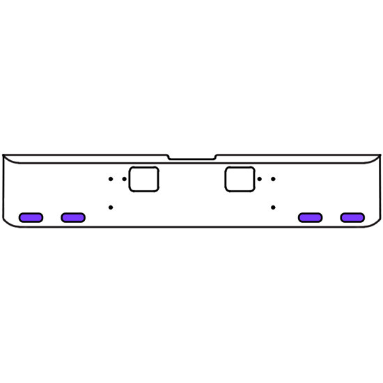 22 Inch Chrome Texas Rolled End Bumper Kit With Hook Holes And 4 Oval Amber-Purple Dual Revolution Lights For Freightliner Classic 120, Xl 132 1990 - 2010