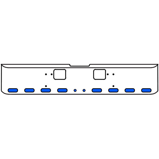 22 Inch Chrome Texas Rolled End Bumper Kit With Hook Holes And 8 Oval-2 Round 2 Inch Amber-Blue Dual Revolution Lights With Visors For Freightliner Classic 120, Xl 132 1990 - 2010