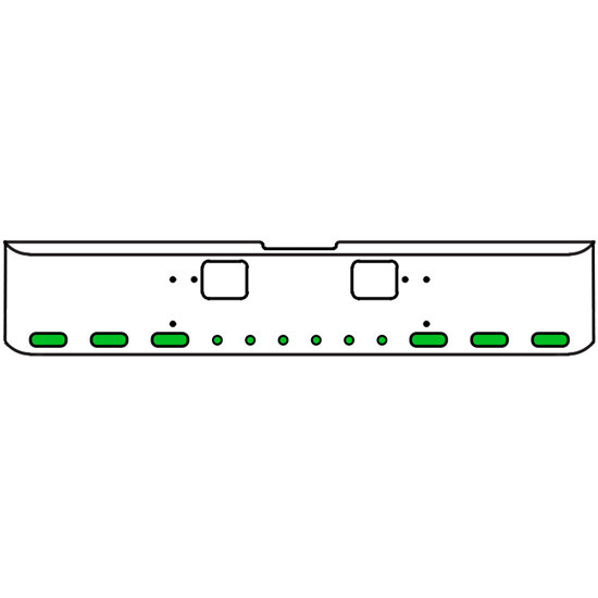 22 Inch Chrome Texas Rolled End Bumper Kit With Hook Holes And 6 Oval-6 Round 2 Inch Amber-Green Dual Revolution Lights For Freightliner Classic 120, Xl 132 1990 - 2010