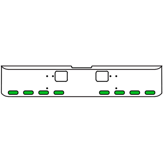 22 Inch Chrome Texas Rolled End Bumper Kit With Hook Holes And 8 Oval Amber-Green Dual Revolution Lights For Freightliner Classic 120, Xl 132 1990 - 2010