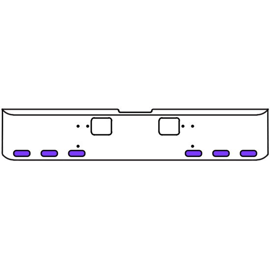 22 Inch Chrome Texas Rolled End Bumper Kit With Hook Holes And 6 Oval Amber-Purple Dual Revolution Lights For Freightliner Classic 120, Xl 132 1990 - 2010