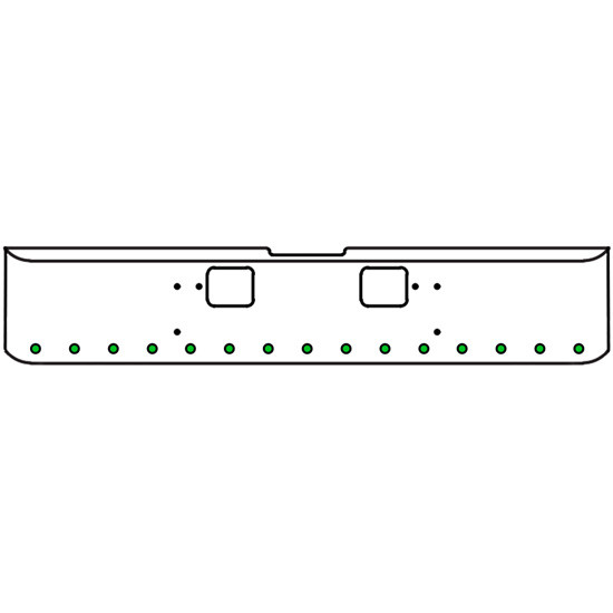 22 Inch Chrome Texas Rolled End Bumper Kit With Hook Holes And 15 Round 2 Inch Amber-Green Dual Revolution Lights For Freightliner Classic 120, Xl 132 1990 - 2010