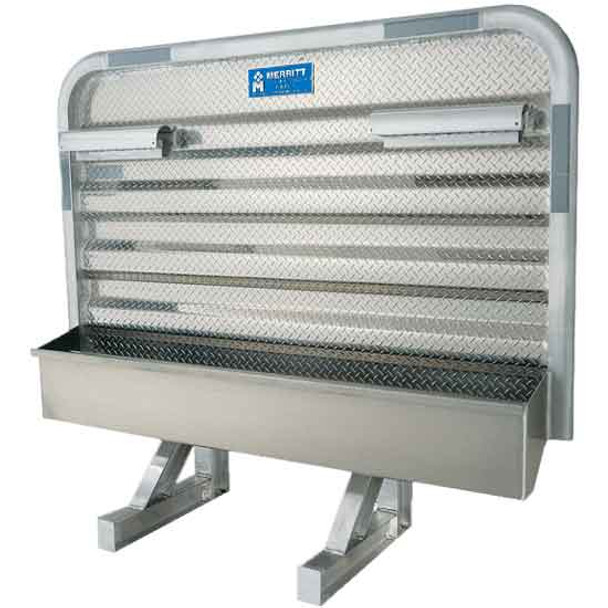 Merritt Aluminum 68 X 80 Inch Dyna-Light Cab Rack W/ Tray & 2 Chain Racks Merritt Aluminum 68 X 80 Inch Dyna-Light Cab Rack W/ Tray & 2 Chain Racks