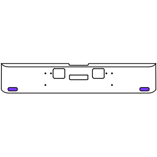 18 Inch Chrome Texas Rolled End Bumper Kit With Center Tow And Hook Holes And 2 Oval Amber-Purple Dual Revolution Lights With Visors For Freightliner Classic 120, 132 Xl 2008- 2010