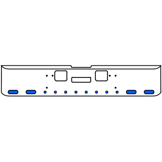 18 Inch Chrome Texas Rolled End Bumper Kit With Center Tow And Hook Holes And 4 Oval-8 Round 2 Inch Amber-Blue Dual Revolution Lights For Freightliner Classic 120, 132 Xl 2008- 2010