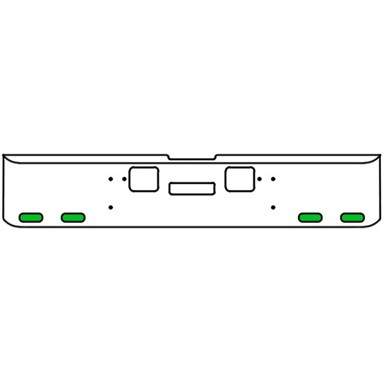 20 Inch Chrome Texas Rolled End Bumper Kit With Center Tow And Hook Holes And 4 Oval Amber-Green Dual Revolution Lights For Freightliner Classic 120, 132 Xl 2008- 2010