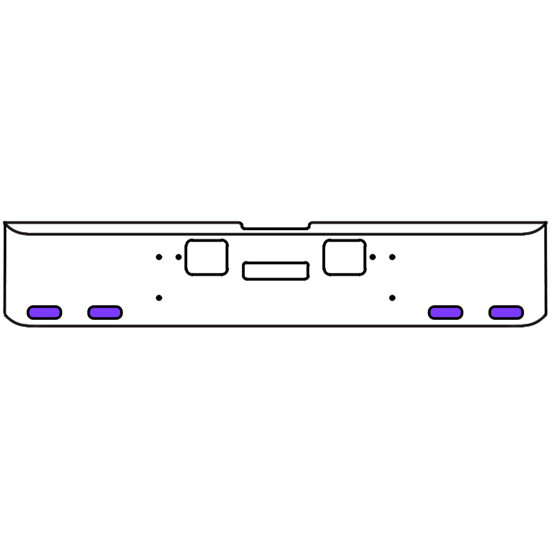 20 Inch Chrome Texas Rolled End Bumper Kit With Center Tow And Hook Holes And 4 Oval Amber-Purple Dual Revolution Lights With Visors For Freightliner Classic 120, 132 Xl 2008- 2010