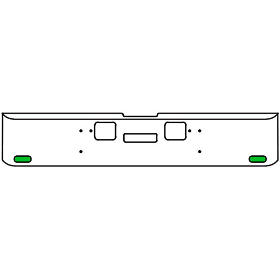 20 Inch Chrome Texas Rolled End Bumper Kit With Center Tow And Hook Holes And 2 Oval Amber-Green Dual Revolution Lights With Visors For Freightliner Classic 120, 132 Xl 2008- 2010