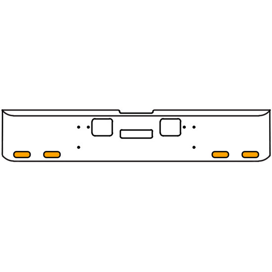 20 Inch Chrome Texas Rolled End Bumper Kit With Center Tow And Hook Holes And 4 Oval Amber-Clear Chrome Lights With Visors For Freightliner Classic 120, 132 Xl 2008- 2010