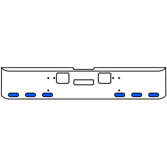 20 Inch Chrome Texas Rolled End Bumper Kit With Center Tow And Hook Holes And 6 Oval Amber-Blue Dual Revolution Lights For Freightliner Classic 120, 132 Xl 2008- 2010