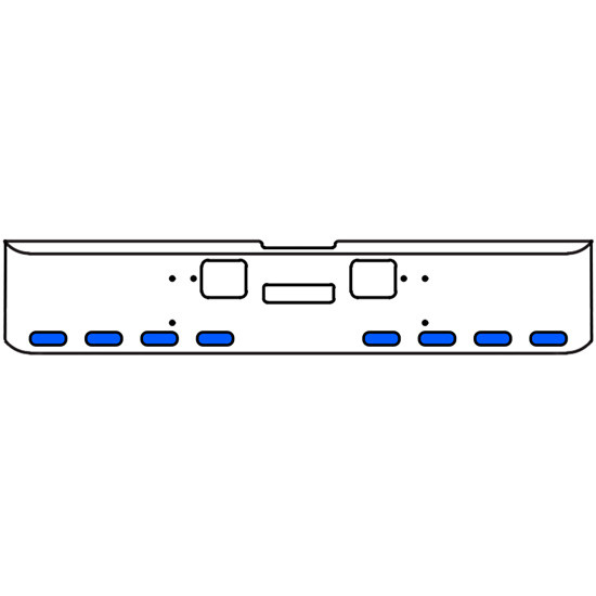 20 Inch Chrome Texas Rolled End Bumper Kit With Center Tow And Hook Holes And 8 Oval Amber-Blue Dual Revolution Lights With Visors For Freightliner Classic 120, 132 Xl 2008- 2010