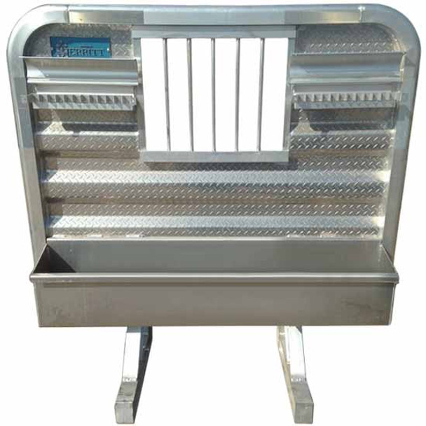 Merritt Aluminum Dyna Cab Rack, 73 x 78 In, W/ Jail Bar Window, Full Chain Tray, 2 Chain Racks W/ Lockable Lids