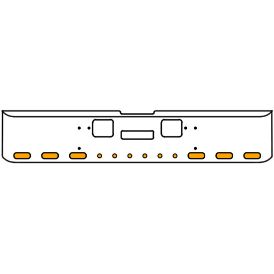 22 Inch Chrome Texas Rolled End Bumper Kit With Center Tow And Hook Holes And 6 Oval-6 Round 2 Inch Amber Mirage Lights With Visors For Freightliner Classic 120, Xl 132 1990 - 2010