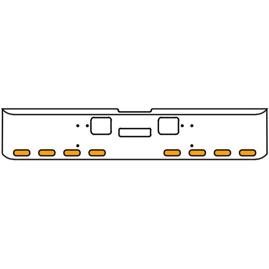 22 Inch Chrome Texas Rolled End Bumper Kit With Center Tow And Hook Holes And 8 Oval Amber Mirage Lights With Visors For Freightliner Classic 120, Xl 132 1990 - 2010
