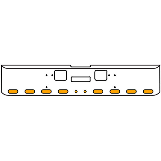22 Inch Chrome Texas Rolled End Bumper Kit With Center Tow And Hook Holes And 8 Oval-2 Round 2 Inch Amber-Clear Chrome Lights For Freightliner Classic 120, Xl 132 1990 - 2010