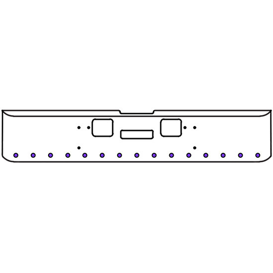 22 Inch Chrome Texas Rolled End Bumper Kit With Center Tow And Hook Holes And 15 Round 2 Inch Amber-Purple Dual Revolution Lights For Freightliner Classic 120, Xl 132 1990 - 2010