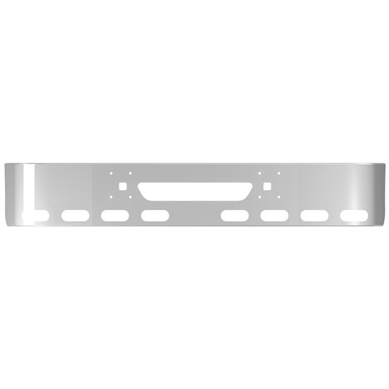 20 Inch Stainless Steel SBA Bumper With Tow, Vent And 8 Oval Light Holes For International 9100I, 9200I, 9400I 1997-2007