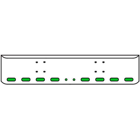 18 Inch Chrome Texas Rolled End Bumper Kit With Bolt Holes And 8 Oval-2 Round 2 Inch Amber-Green Dual Revolution Lights With Visors For International 9900 Ix 2000 Thru 2011