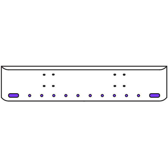 20 Inch Chrome Texas Rolled End Bumper Kit With Bolt Holes And 2 Oval-10 Round 2 Inch Amber-Purple Dual Revolution Lights With Visors For International 9900 Ix 2000 Thru 2011