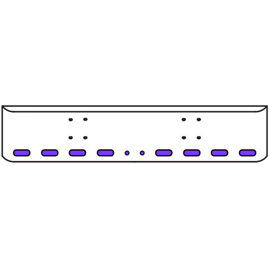 22 Inch Chrome Texas Rolled End Bumper Kit With Bolt Holes And 8 Oval-2 Round 2 Inch Amber-Purple Dual Revolution Lights For International 9900 Ix 2000 Thru 2011