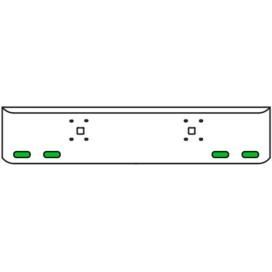 18 Inch Chrome Texas Rolled End Bumper Kit With Tow Holes And 4 Oval Amber-Green Dual Revolution Lights For International 9900 Ix 2000 Thru 2011