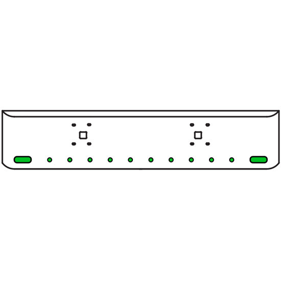 18 Inch Chrome Texas Rolled End Bumper Kit With Tow Holes And 2 Oval-10 Round 2 Inch Amber-Green Dual Revolution Lights With Visors For International 9900 Ix 2000 Thru 2011
