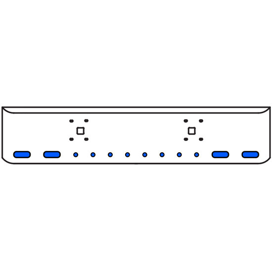 18 Inch Chrome Texas Rolled End Bumper Kit With Tow Holes And 4 Oval-8 Round 2 Inch Amber-Blue Dual Revolution Lights With Visors For International 9900 Ix 2000 Thru 2011