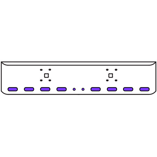 18 Inch Chrome Texas Rolled End Bumper Kit With Tow Holes And 8 Oval-2 Round 2 Inch Amber-Purple Dual Revolution Lights With Visors For International 9900 Ix 2000 Thru 2011
