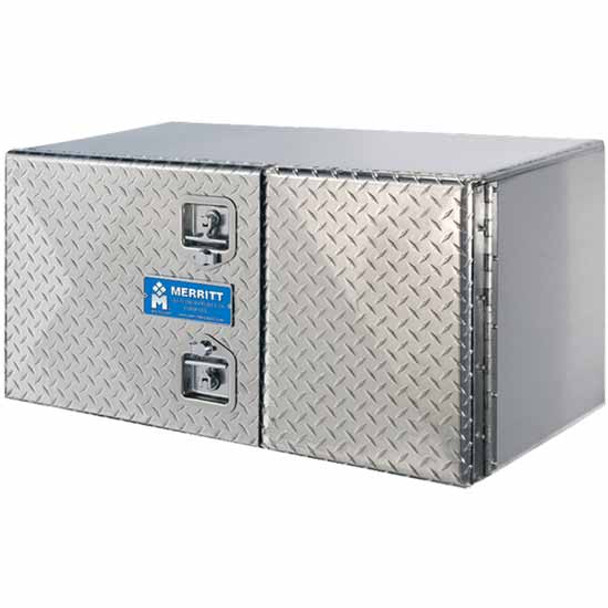 Merritt 24 X 24 X 48 Inch Smooth Aluminum Tool Box With Diamond Plate Double Doors