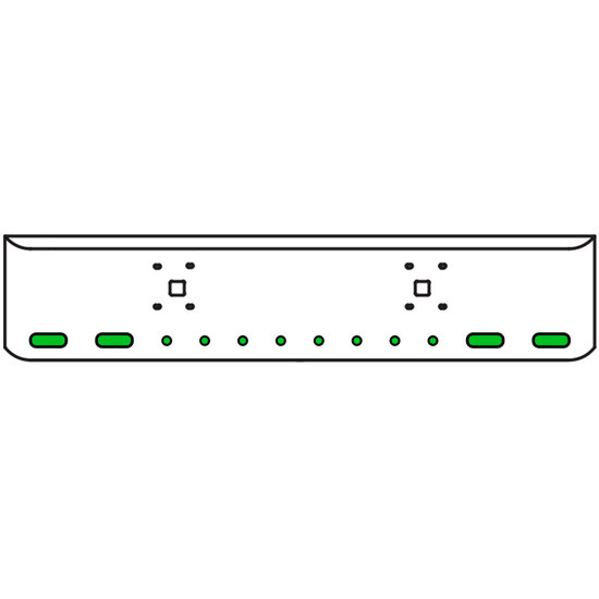 20 Inch Chrome Texas Rolled End Bumper Kit With Tow Holes And 4 Oval-8 Round 2 Inch Amber-Green Dual Revolution Lights With Visors For International 9900 Ix 2000 Thru 2011