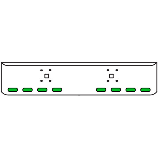 20 Inch Chrome Texas Rolled End Bumper Kit With Tow Holes And 8 Oval Amber-Green Dual Revolution Lights With Visors For International 9900 Ix 2000 Thru 2011